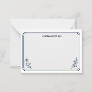 Elegant Navy Name Note Card