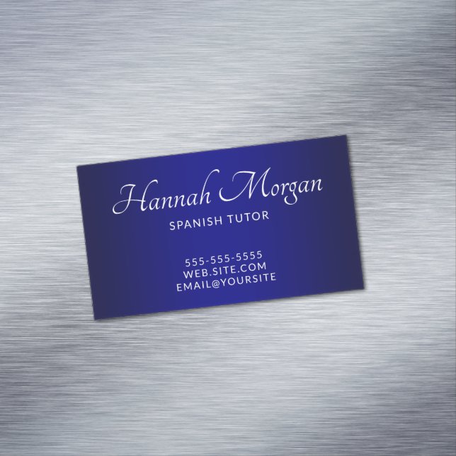 Elegant Navy Ombre Business Card Magnet (In Situ)