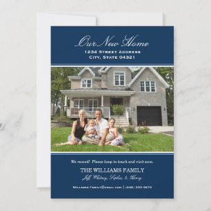 Elegant Navy Our New Home Photo Announcement