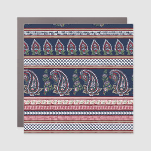 Elegant Navy Paisley: Timeless Border Design Car Magnet