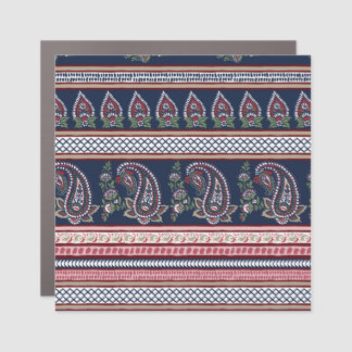 Elegant Navy Paisley: Timeless Border Design Car Magnet