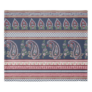 Elegant Navy Paisley: Timeless Border Design Duvet Cover