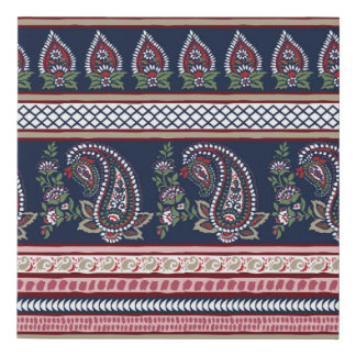 Elegant Navy Paisley: Timeless Border Design Faux Canvas Print