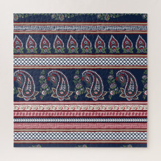Elegant Navy Paisley: Timeless Border Design Jigsaw Puzzle