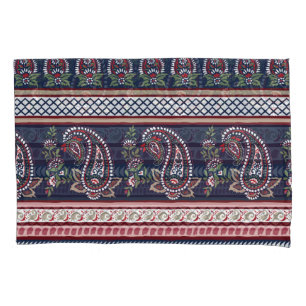 Elegant Navy Paisley: Timeless Border Design Pillow Case
