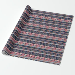 Elegant Navy Paisley: Timeless Border Design Wrapping Paper
