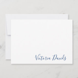 Elegant Navy Personalized Signature Script Note Card