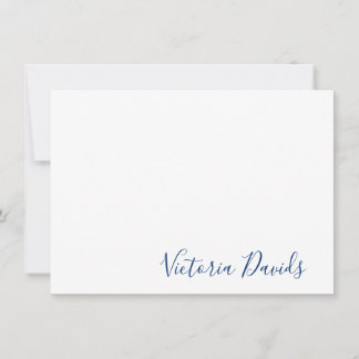 Elegant Navy Personalized Signature Script Note Card