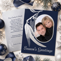 Elegant Navy Photo Eucalyptus Art Christmas Silver