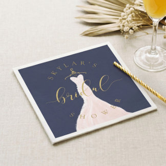Elegant Navy Pink Wedding Dress Wedding Dress Napkins