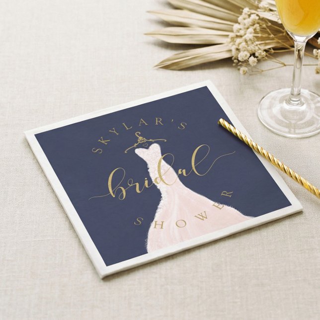 Elegant Navy Pink Wedding Dress Wedding Dress Napkins (Elegant Navy Pink Wedding Dress Wedding Dress Napkins)