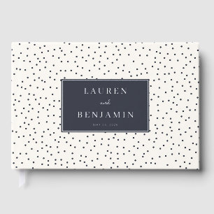 Elegant Navy Polka Dots Foil Guest Book
