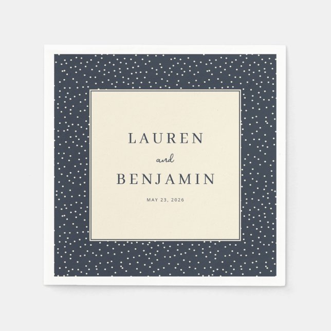 Elegant Navy Polka Dots Napkins (Front)