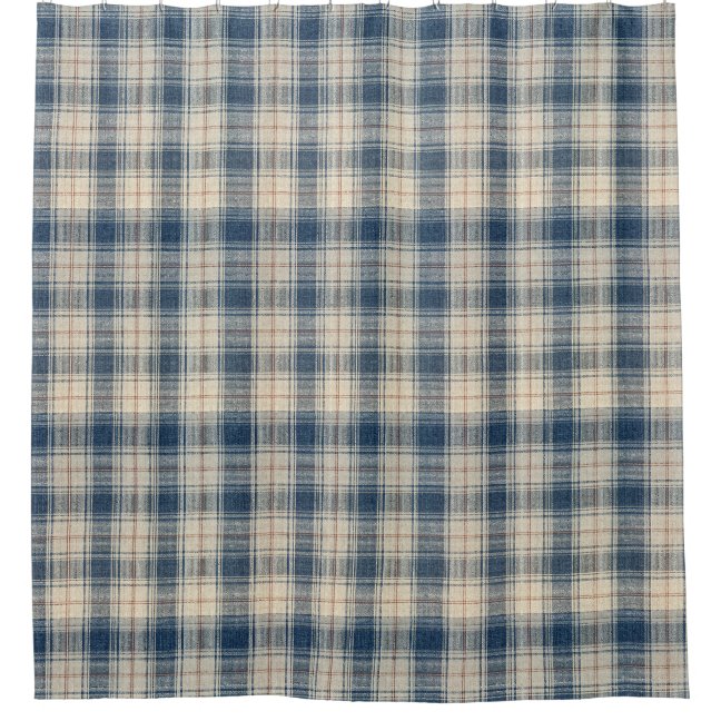 Elegant Navy Railway Stripe Shower Curtain