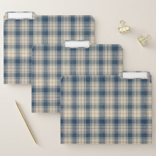 Elegant Navy Railway Stripe Tartan File Folder