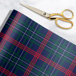 Elegant Navy Red Green Tartan Plaid Holiday Wrapping Paper