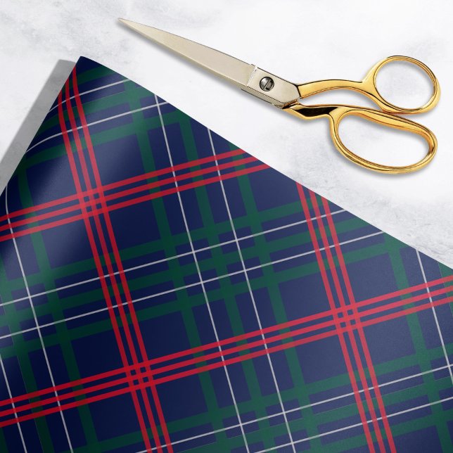 Elegant Navy Red Green Tartan Plaid Holiday Wrapping Paper (Creator Uploaded)