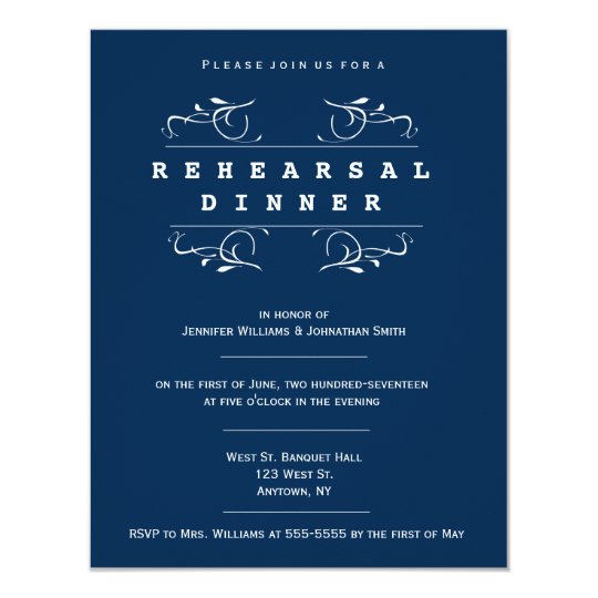 elegant navy rehearsal dinner invitations zazzle com