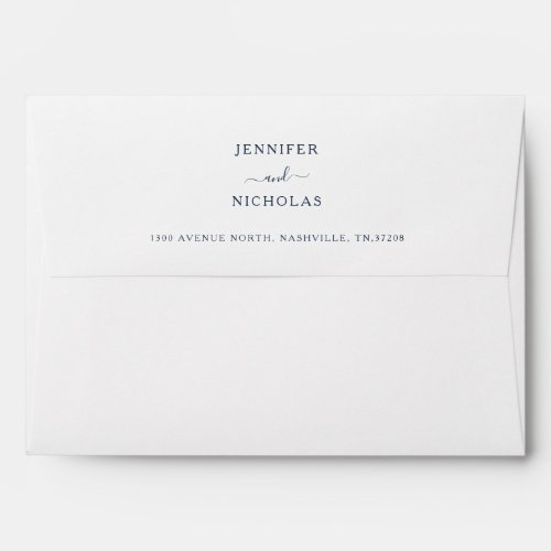Elegant Navy Return Address Wedding Envelope