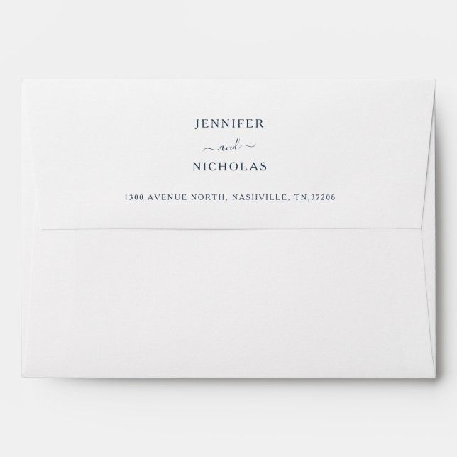 Elegant Navy Return Address Wedding Envelope (Back (Top Flap))