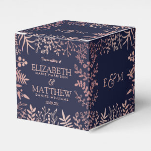 Elegant Navy & Rose Gold Floral Wedding Collection Favor Boxes