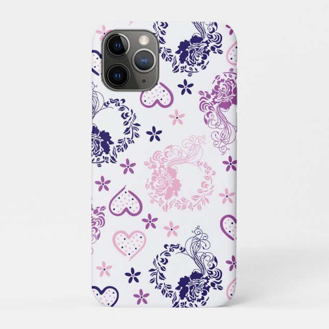 Elegant Navy Rose Wreath & Pink Hearts iPad Case (Back)