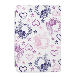 Elegant Navy Rose Wreath & Pink Hearts iPad Case