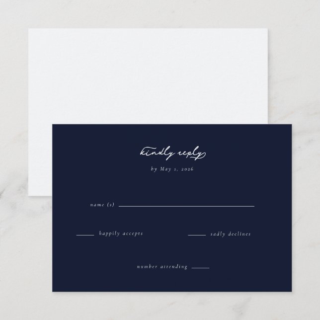 Elegant Navy RSVP Card (Front/Back)