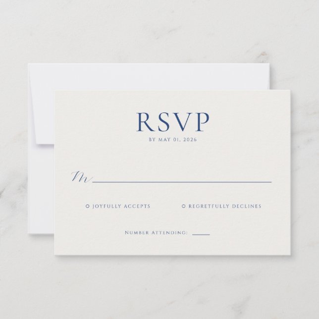 Elegant Navy RSVP Card (Front)