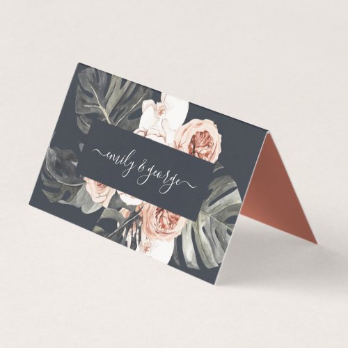 ELEGANT NAVY RUST MONSTRERA PEONY FLORAL WEDDING 