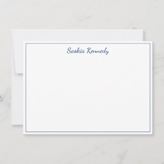 Elegant Navy Script Border Personalized Note Card
