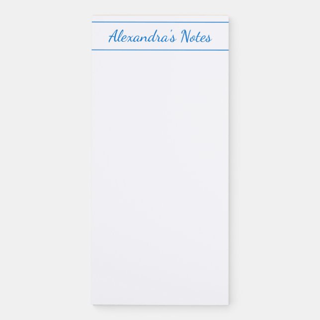 Elegant Navy Script Personalized Border  Magnetic Notepad (Front)