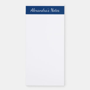 Elegant Navy Script Personalized Magnetic Notepad