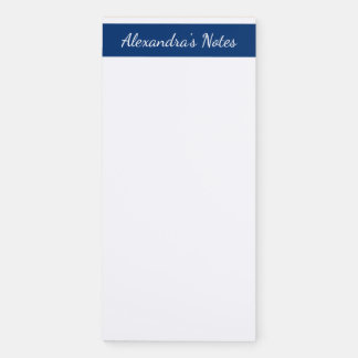 Elegant Navy Script Personalized Magnetic Notepad