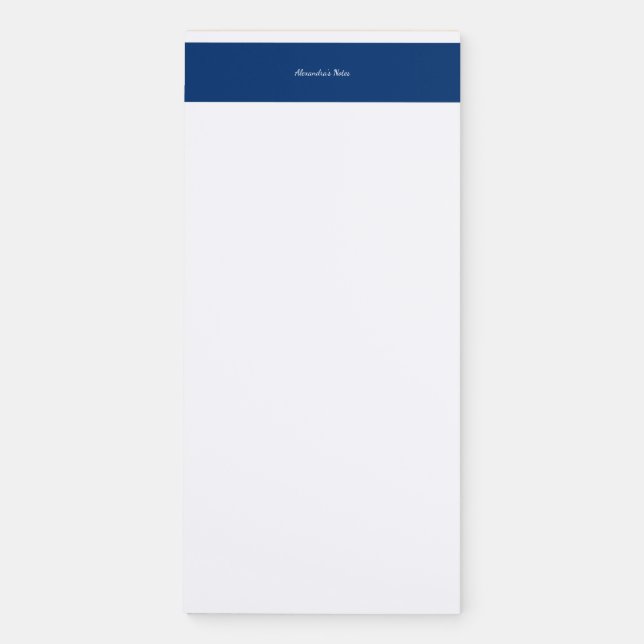 Elegant Navy Script Personalized Magnetic Notepad (Front)