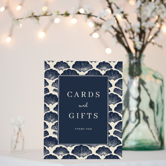 Elegant Navy Seashell Gratitude Foam Board (In Situ (Wedding))