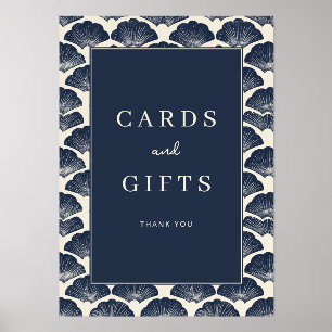 Elegant Navy Shell Border Holder