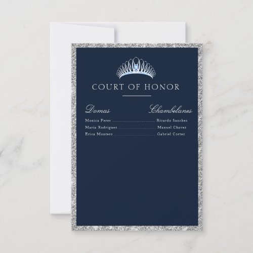 Elegant navy  silver court of honor card