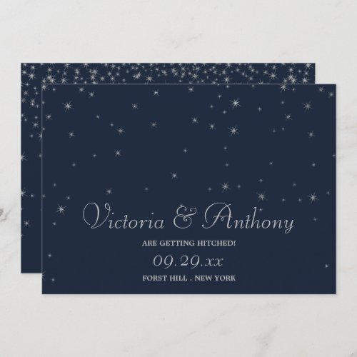 Elegant Navy  Silver Falling Stars Save The Date