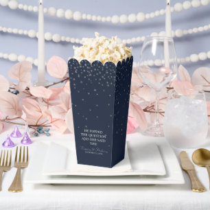 Elegant Navy & Silver Falling Stars Wedding Favor Boxes