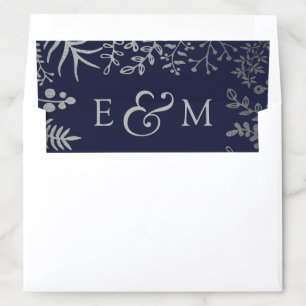 Elegant Navy & Silver Floral Wedding Collection Envelope Liner