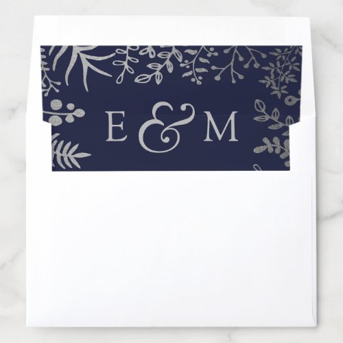 Elegant Navy  Silver Floral Wedding Collection Envelope Liner