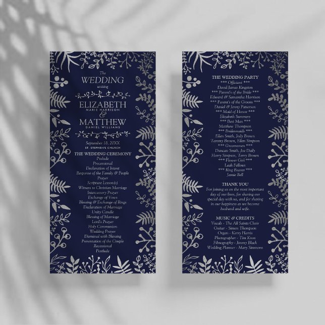 Elegant Navy & Silver Floral Wedding Collection Program (Creator Uploaded)