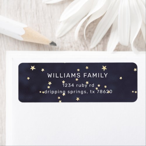 Elegant Navy Sky And Gold Stars Return Address Label