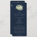 Elegant Navy Snowberry+Eucalyptus Bouquet Wedding Program