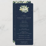 Elegant Navy Snowberry+Eucalyptus Bouquet Wedding Program