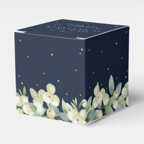 Elegant Navy SnowberryEucalyptus Bridal Shower Favor Boxes