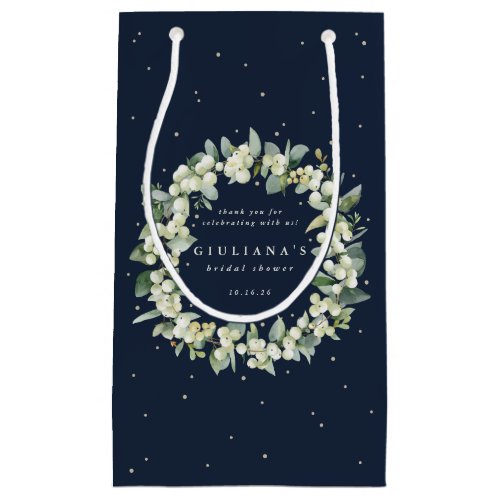 Elegant Navy SnowberryEucalyptus Bridal Shower Small Gift Bag