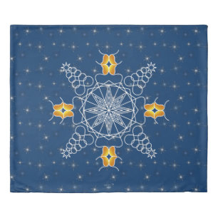Elegant Navy snowflake kiss winter muackS!!! Duvet Cover