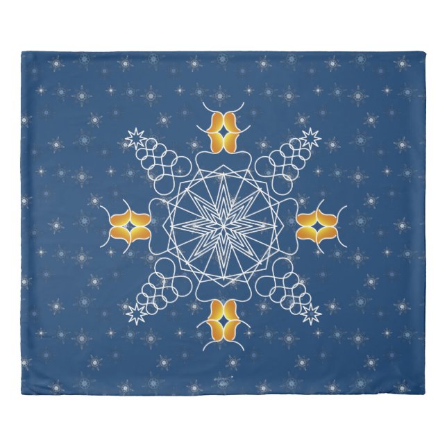 Elegant Navy snowflake kiss winter muackS!!! Duvet Cover (Front)
